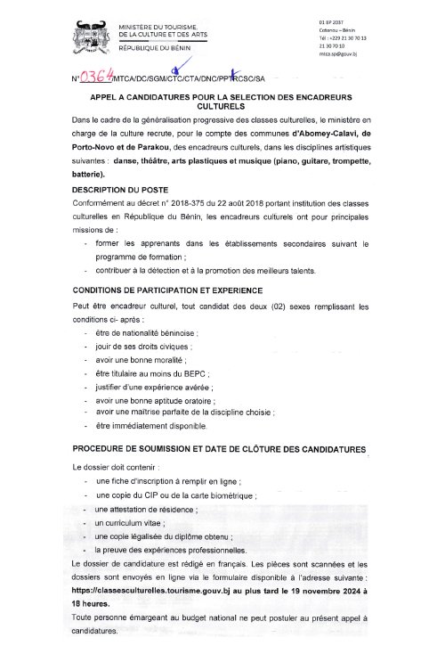 conditions de participation